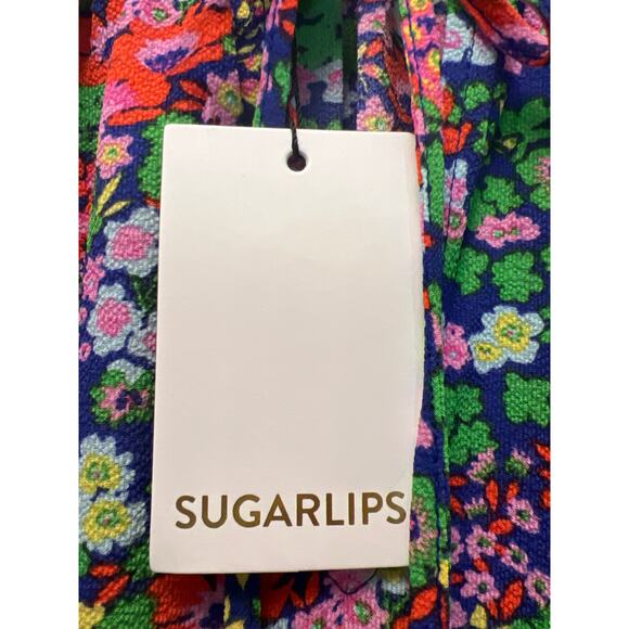 NWT Sugarlips Women’s Smocked Waist Tiered Curve Floral Dress Size S Multicolor - Picture 2 of 4
